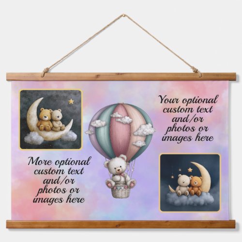 WALL HANGING - Teddy Bears & Crescent Moons Tapestry