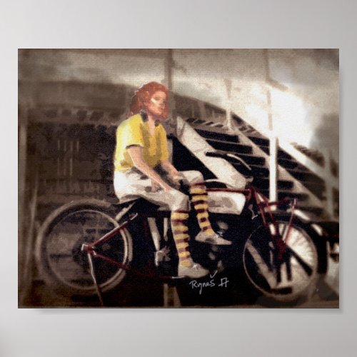 Wall of death motorcycle woman poster