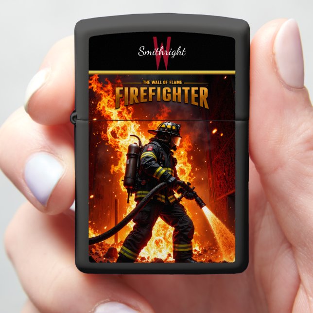 Wall of Flame Firefighter Blazing Fire Inferno Zippo Lighter (In Hand)