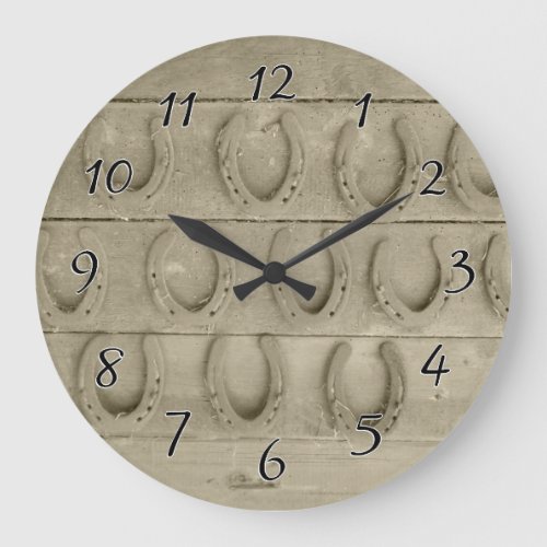 Wall of Horse Shoes Large Clock