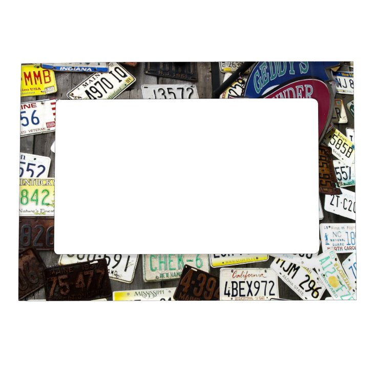 Wall of License Plates Magnetic Photo Frame | Zazzle