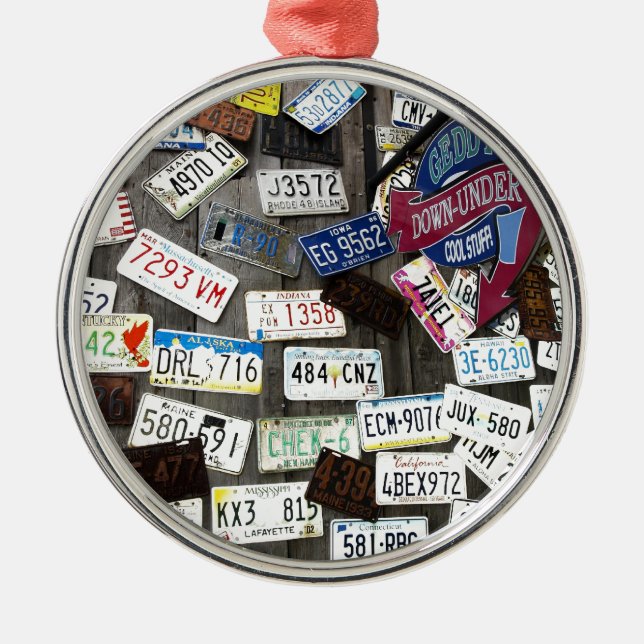 Wall of License Plates Metal Ornament (Front)