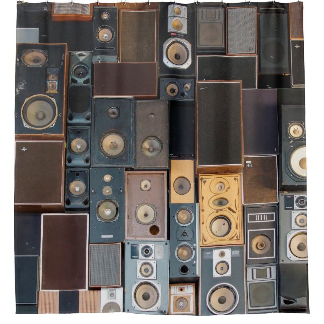 Wall of speakers shower curtain (Front)