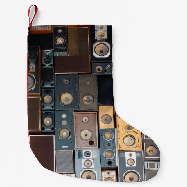 Wall of speakers small christmas stocking (Front)