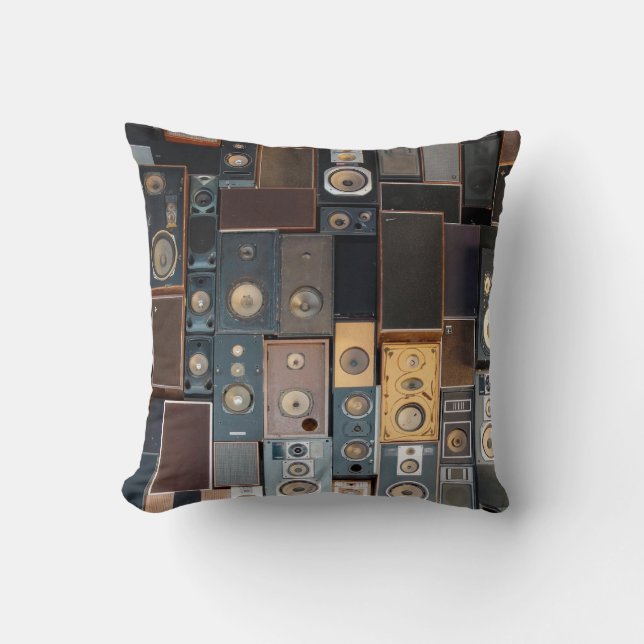 Wall of speakers throw pillow (Front)