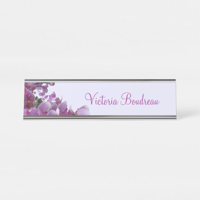 Wall or Desk Hanging Name Orchids Purple Lavender Desk Name Plate (Front)