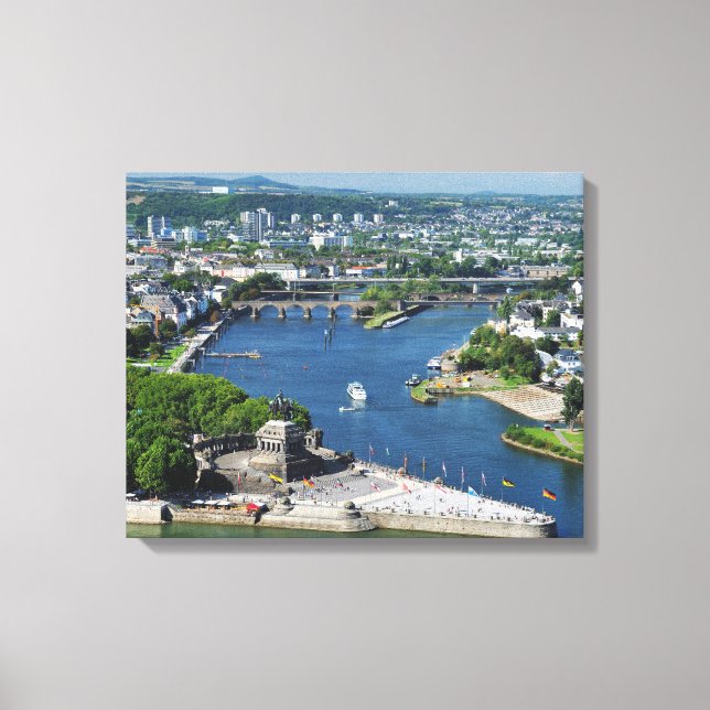 wall painting of German corner in Koblenz Canvas Print (Front)