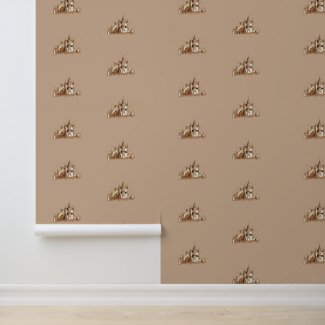 Wall Paper - Sepia Castle on Tan