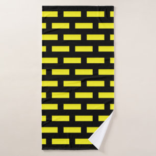 Wall Pattern Black and Yellow Bath Towel