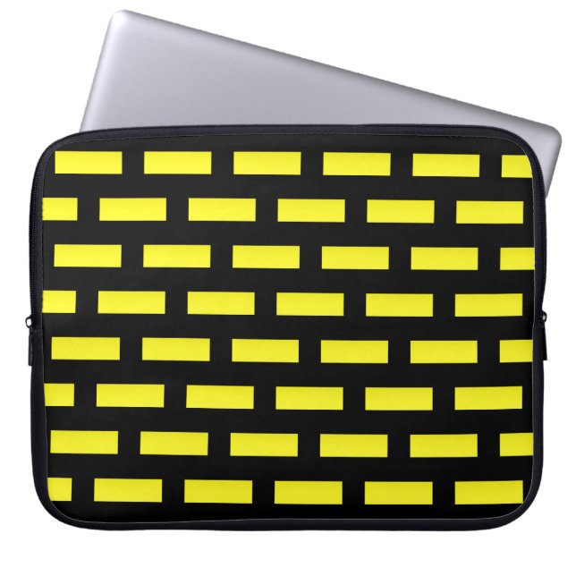 Wall Pattern Black and Yellow Laptop Sleeve (Front)