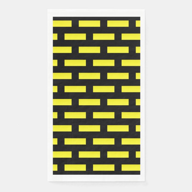 Wall Pattern Black and Yellow Paper Guest Towels (Front)
