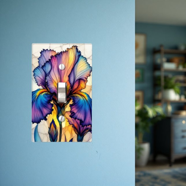 Wall Plate Light Switch Custom Design Iris Image (Wall Plate Light Switch Iris Flower, colors will match most wall colors.)