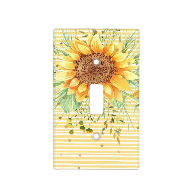 Wall Plate with Pretty Sunflower & Stars (Front)