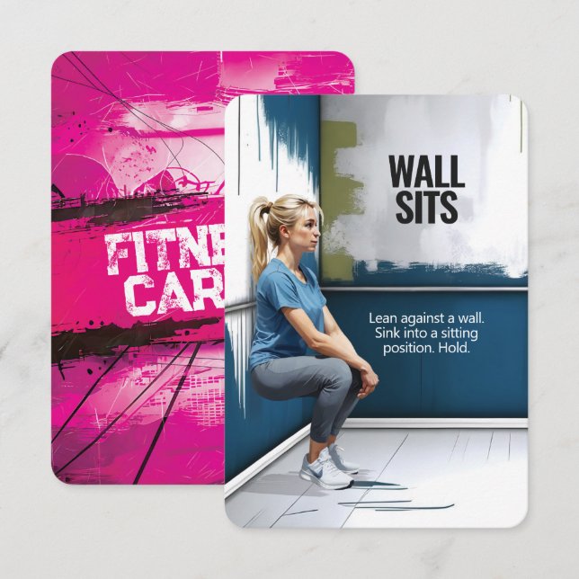 Wall Sits Fitness Card with Pink Backing (Front/Back)