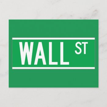 Wall St.  New York Street Sign Postcard by worldofsigns at Zazzle