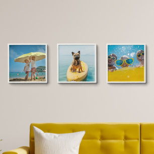 Wall Stick on Tiles Family Photo Set of 3