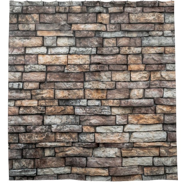 Wall stone wall brick wall shower curtain (Front)