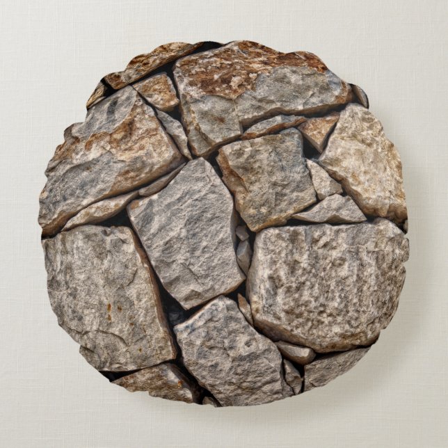 Wall stones masonry rocks round pillow (Front)