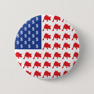 Wall Street Bull Market American Flag Button