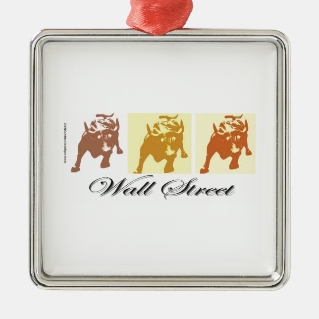 Wall Street Bull Market Metal Ornament (Front)