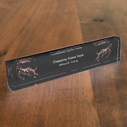 Wall Street Bull Market Stock Broker Desk Name Plate