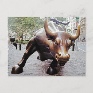 Wall Street Charging Bull Postcard