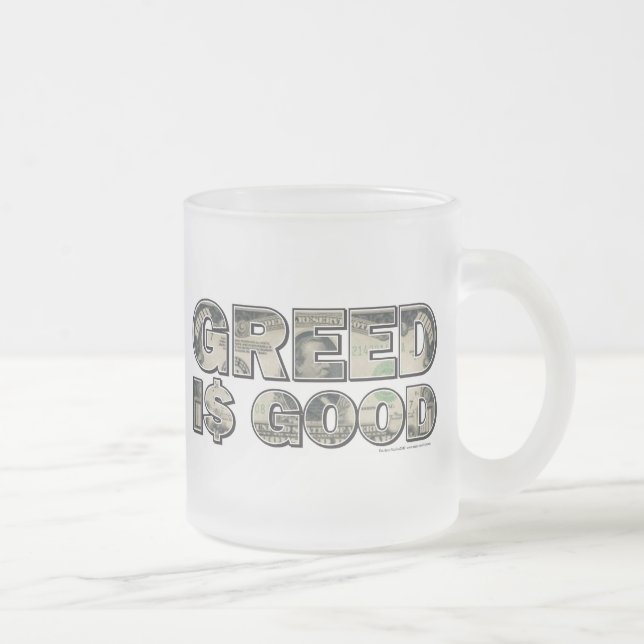 Wall Street/ Greed is Good Frosted Glass Coffee Mug (Right)