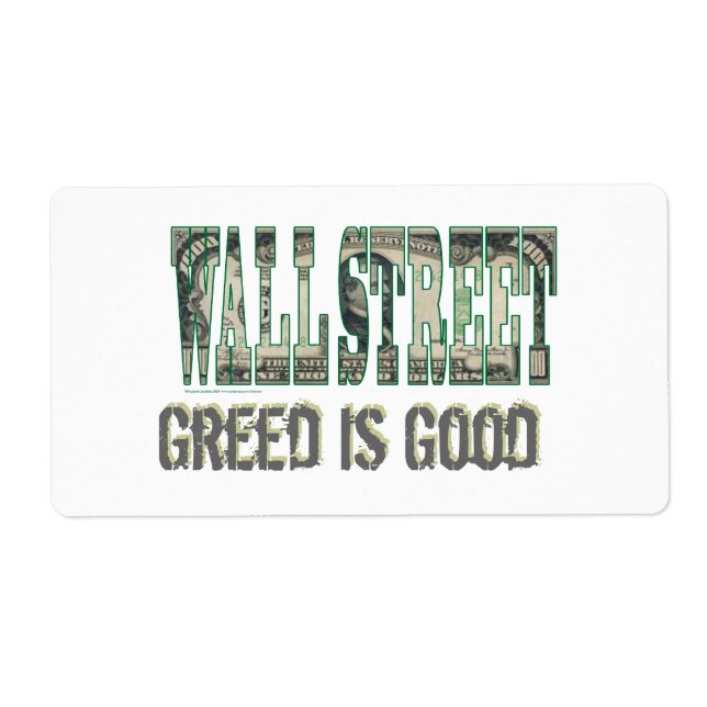Wall Street/ Greed is Good Label (Front)