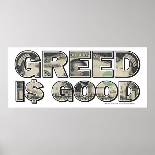 Wall StreetGreed is Good Poster