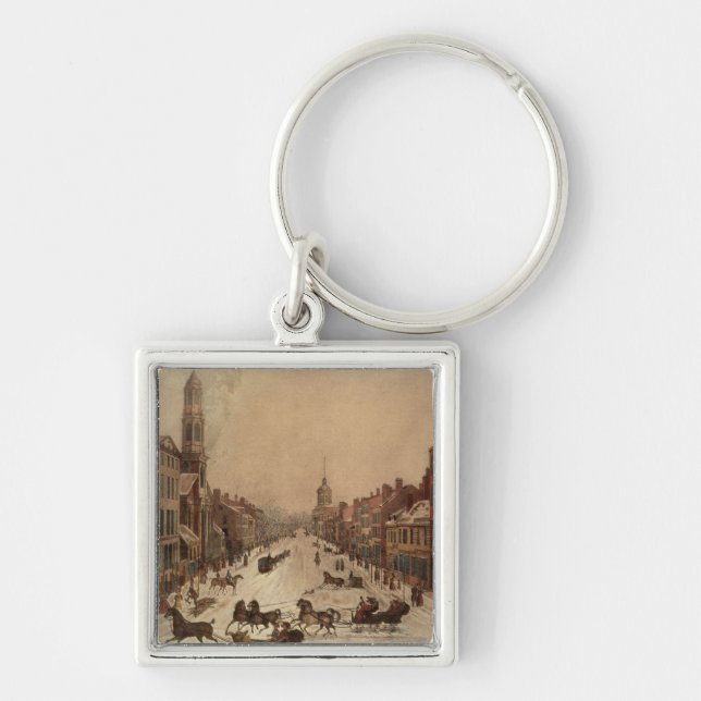 Wall Street in Winter Keychain (Front)