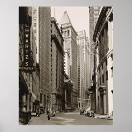 Wall Street, Manhattan - Old Vintage New York City Poster