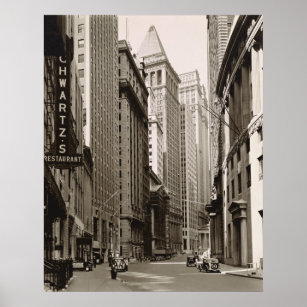 Wall Street, Manhattan - Old Vintage New York City Poster