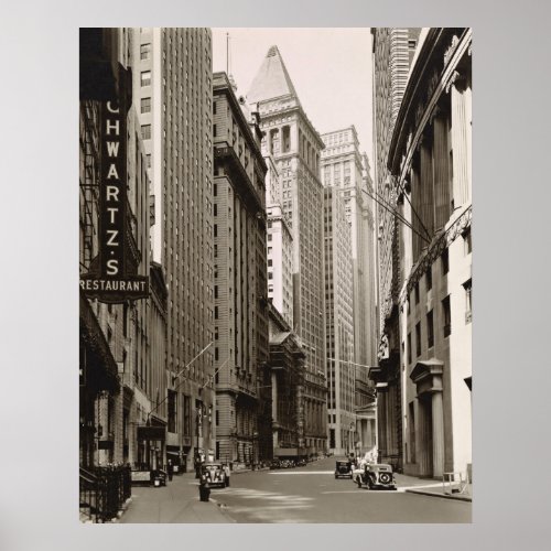 Wall Street Manhattan _ Old Vintage New York City Poster