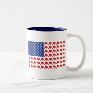 Wall Street Patriotic American Flag Two-Tone Coffee Mug