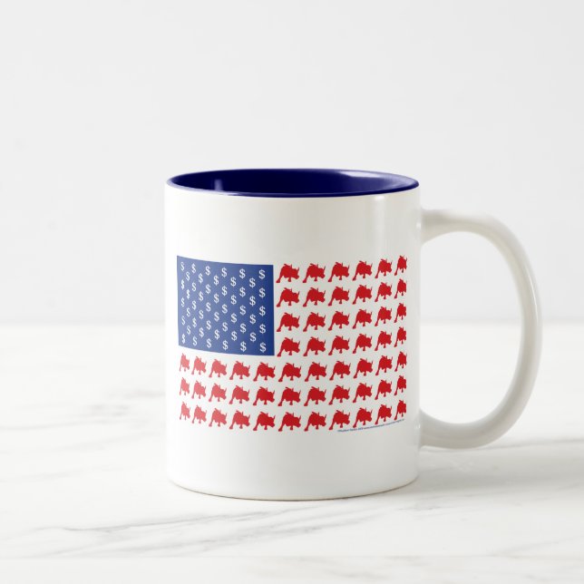 Wall Street Patriotic American Flag Two-Tone Coffee Mug (Right)