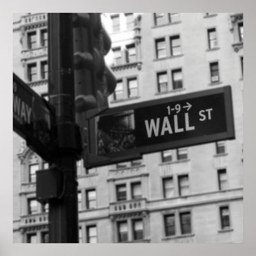 Wall Street Sign Black and White Photography