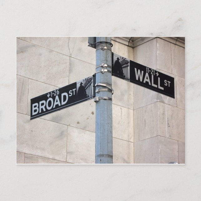 Wall Street Sign New York City Postcard (Front)