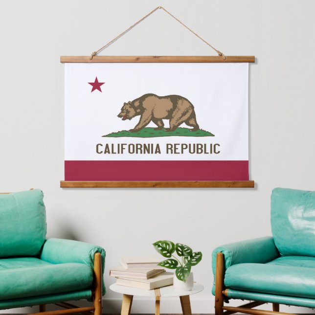 Wall tapestry with flag of California, U.S.A. (Living Room)