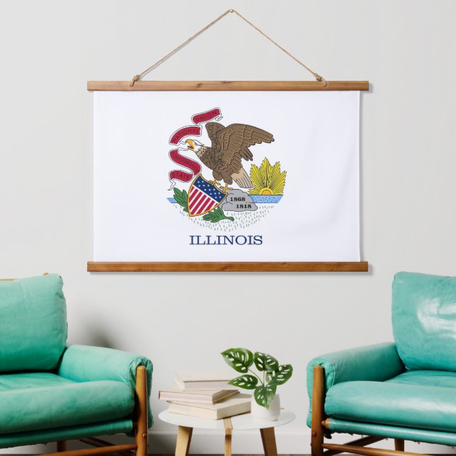 Wall tapestry with flag of Illinois, U.S.A. (Living Room)