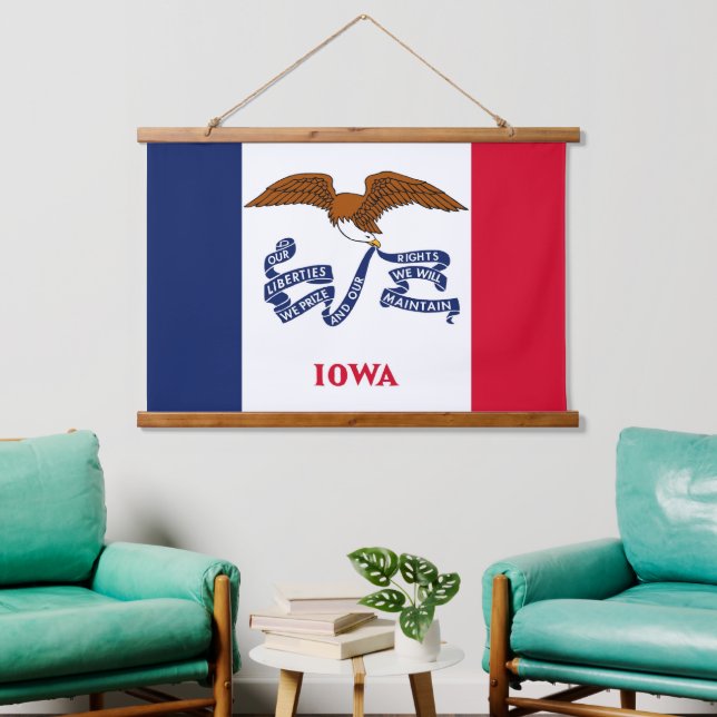 Wall tapestry with flag of Iowa, U.S.A. (Living Room)