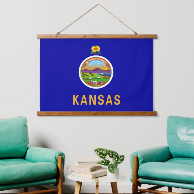 Wall tapestry with flag of Kansas, U.S.A. (Living Room)