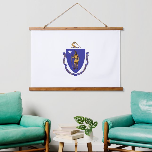 Wall tapestry with flag of Massachusetts, U.S.A. (Living Room)