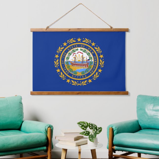 Wall tapestry with flag of New Hampshire, U.S.A. (Living Room)
