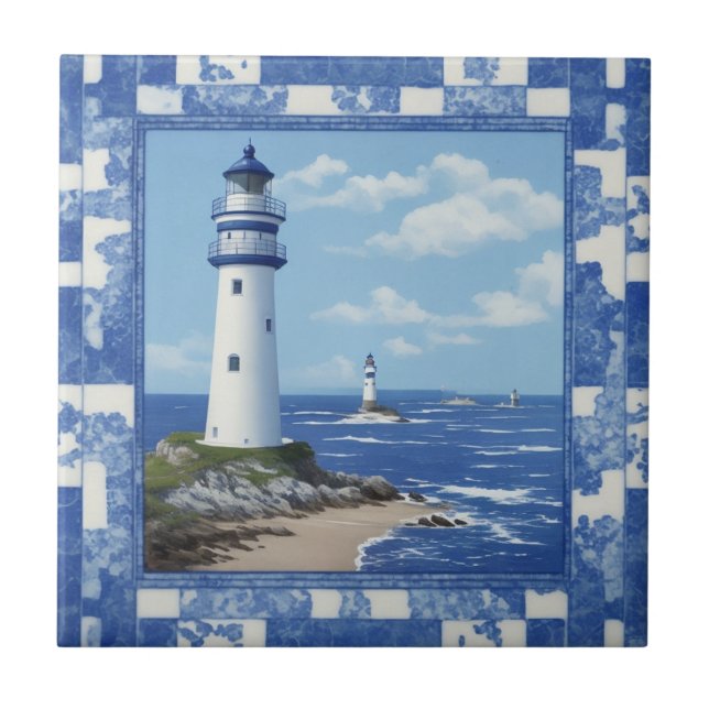 wall tile, maritime, lighthouse ceramic tile (Front)