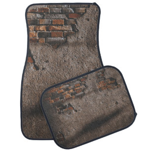 Wall with broken bricks car floor mat