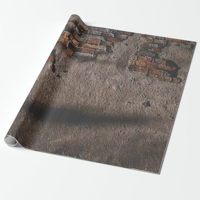 Wall with broken bricks wrapping paper (Unrolled)