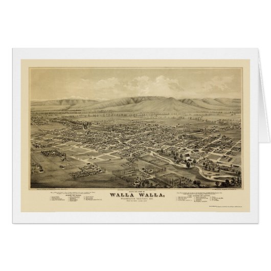 Walla Walla, WA Panoramic Map - 1876 Cards (Front Horizontal)