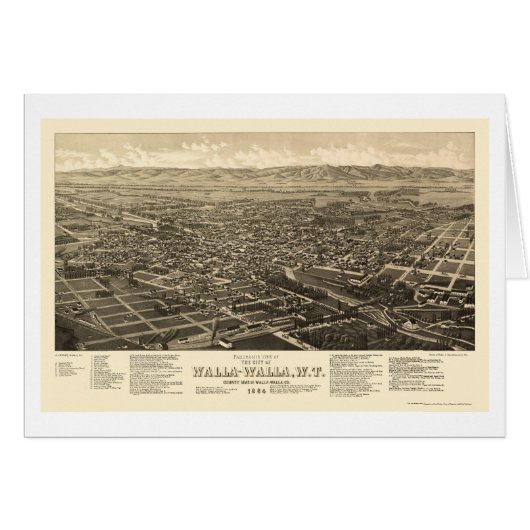 Walla Walla, WA Panoramic Map - 1884 Cards (Front Horizontal)