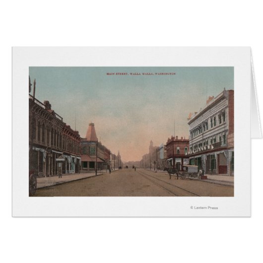 Walla Walla, WA - View of Main St. Cards (Front Horizontal)