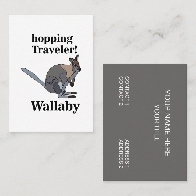 Wallaby Animal Hopping Traveler Wildlife Funny Business Card (Front/Back)
